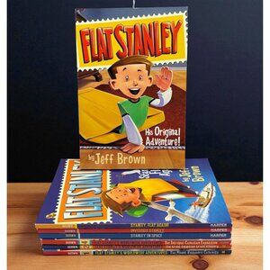 Flat Stanley Book Lot of 7 by Jeff Brown Paperbacks with Cutout
